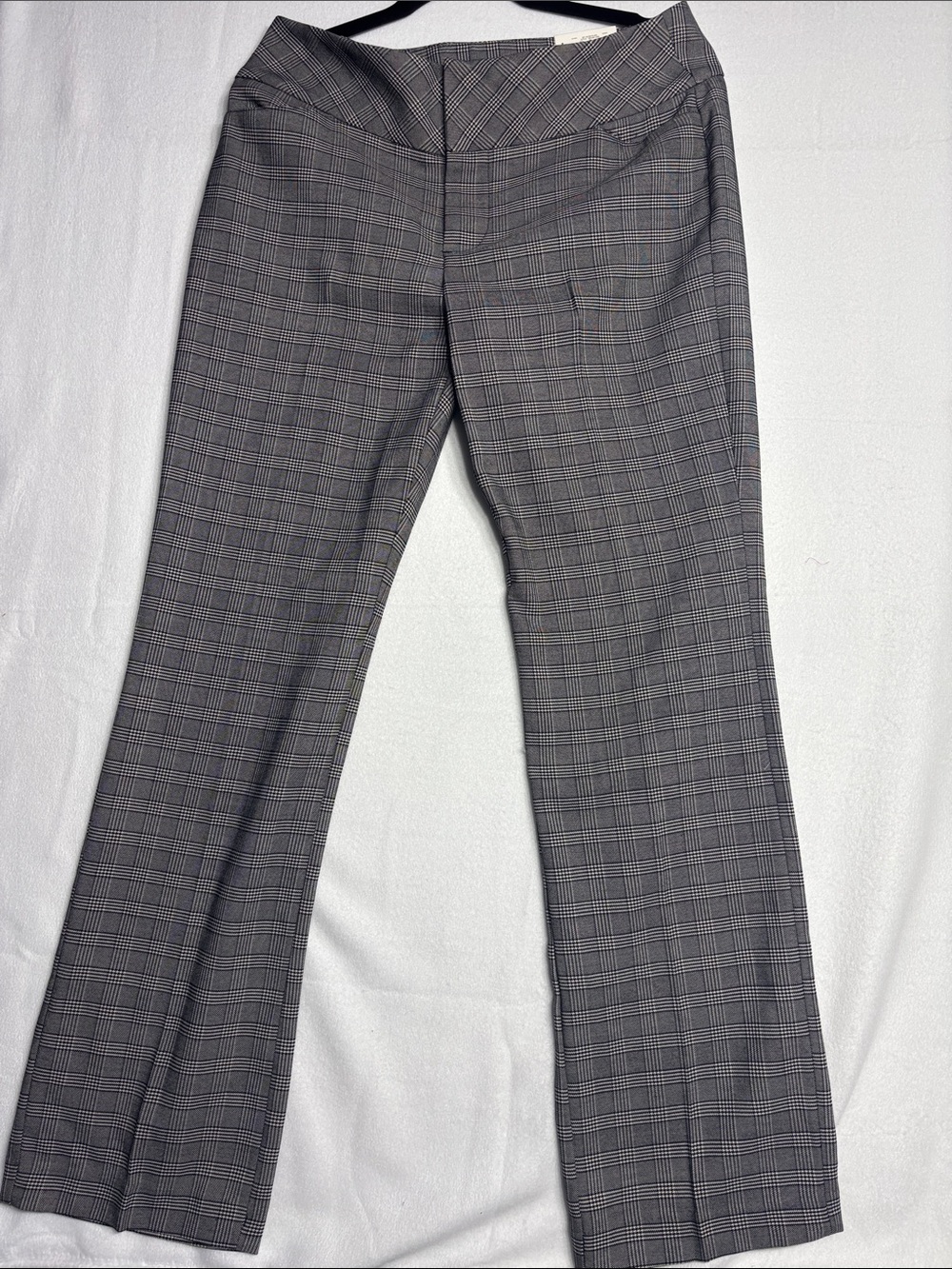 Elle Houndstooth Plaid Mid-Rise Bootcut Pant